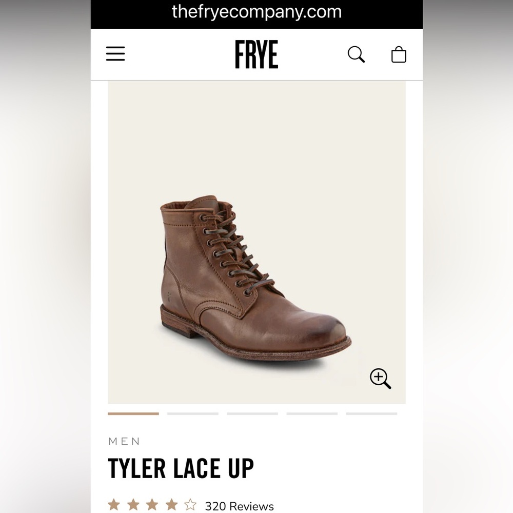 NWOB FRYE Tyler Lace Up Men’s Boots New Without Box Never Worn